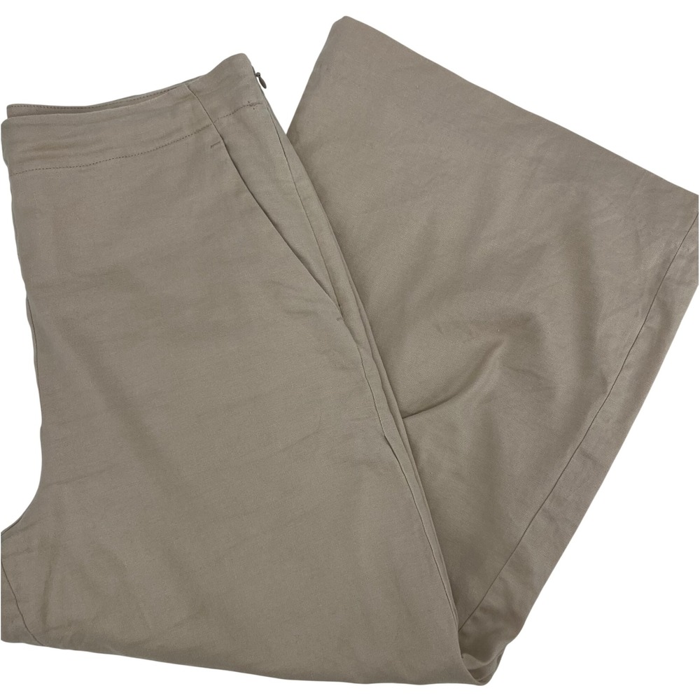 Ann Taylor Womens Tan Beige Wide Leg Crop Pants Side Zip Size 6 Professional